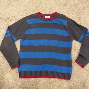 Hanna Andersson Blue and Gray Striped Sweater with Red Accents Kids Size 10